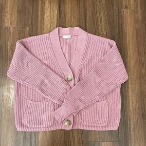 Pink Knit Cardigan Sweater